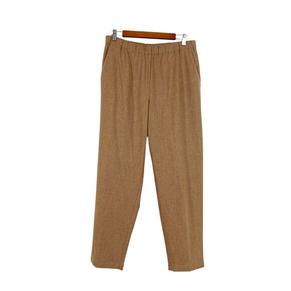 Eileen Fisher Pants - Eileen Fisher 100% Wool Elastic Waist Pull-On Pants Tapered Brown Size Medium